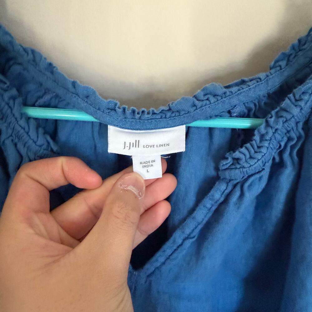 J. Jill Blue Peasant-Style Linen Blouse - Picture 6 of 11